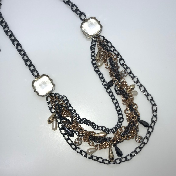 Pewter, gold chunky necklace with neck clasp - Picture 6 of 7